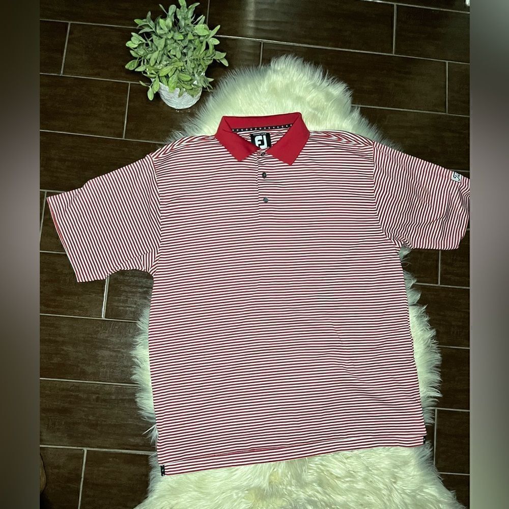 FootJoy red/white striped polo sz XL